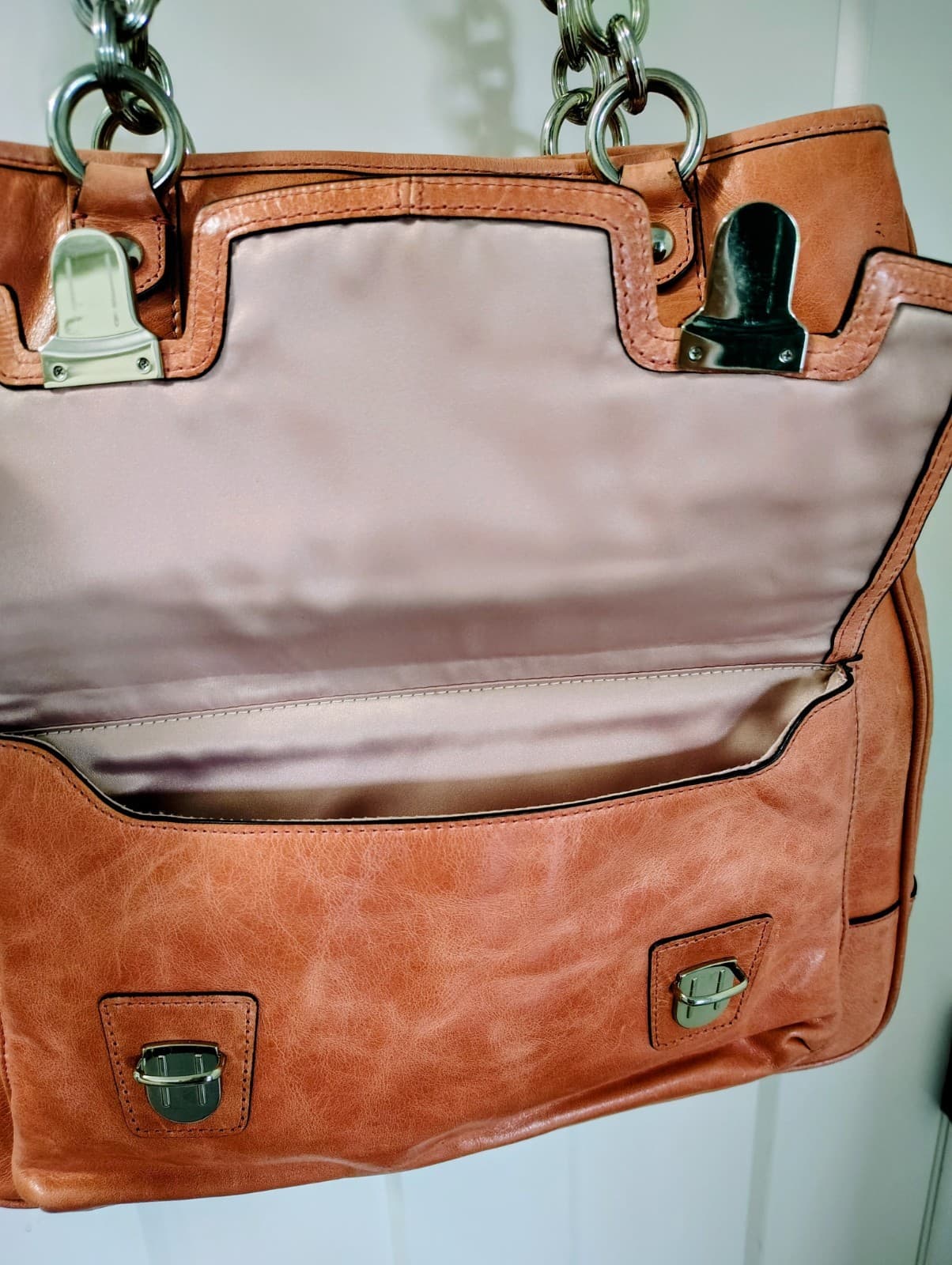 COACH Poppy Camellia Crinkled Leather Tote Satchel Antique Rose MSRP $398 - Thumbnail 10