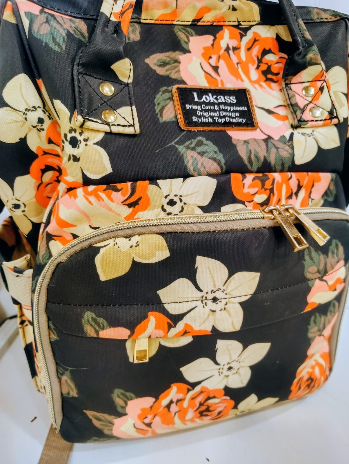 Lokass Floral Diaper Bag Waterproof Backpack Infant Insulated Pouch GUC - Thumbnail 2