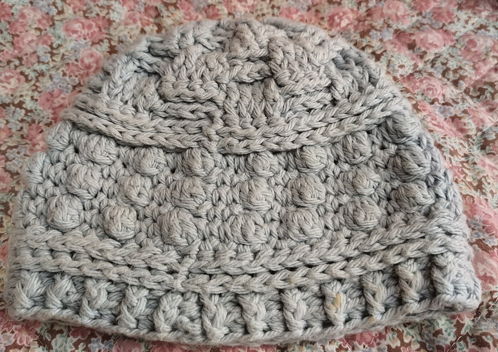 Knitted Infant Baby Gray Beanie Hat, Homemade Amish - Thumbnail 3