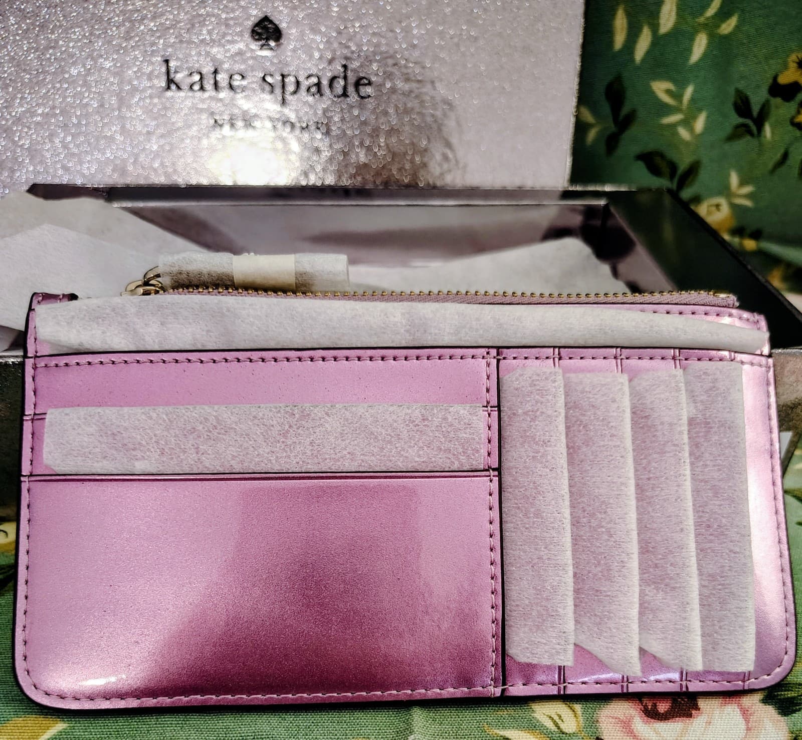 NEW Kate Spade New York Metallic Pink Zip Pouch Card Holder With Box $149 - Thumbnail 10