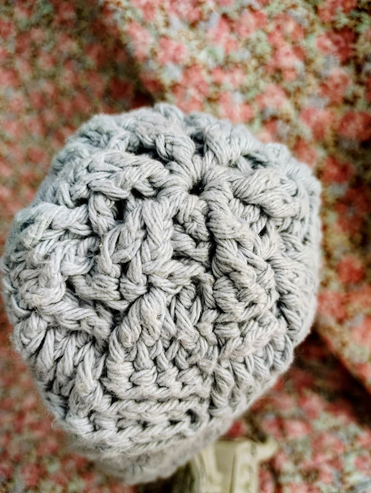 Knitted Infant Baby Gray Beanie Hat, Homemade Amish - Thumbnail 2
