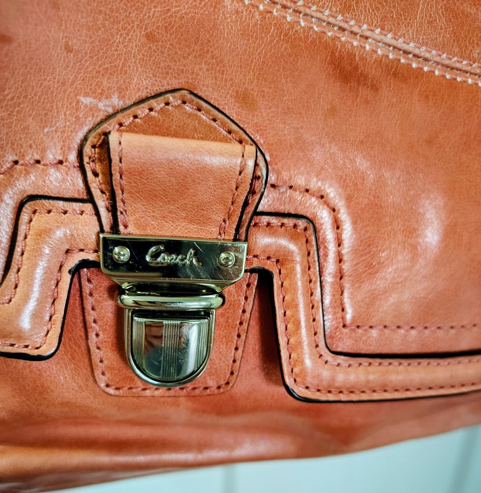 COACH Poppy Camellia Crinkled Leather Tote Satchel Antique Rose MSRP $398 - Thumbnail 9