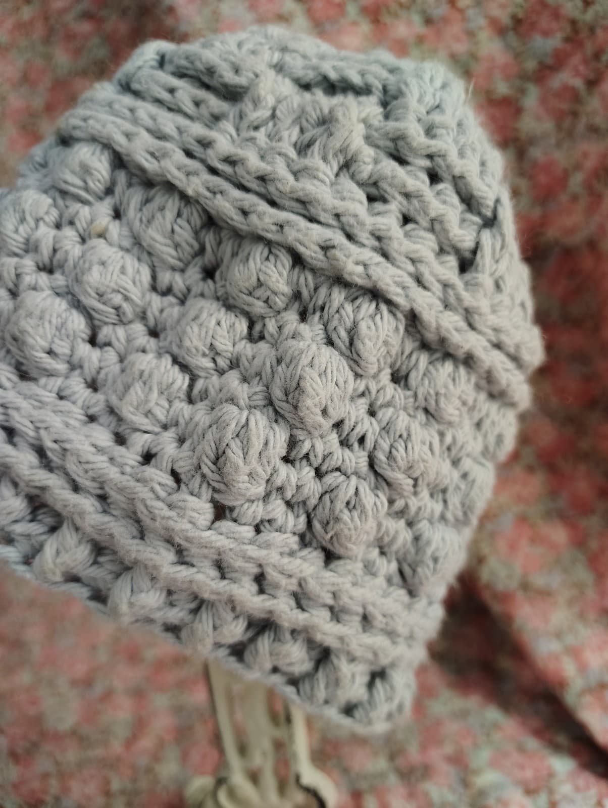 Knitted Infant Baby Gray Beanie Hat, Homemade Amish - Thumbnail 4