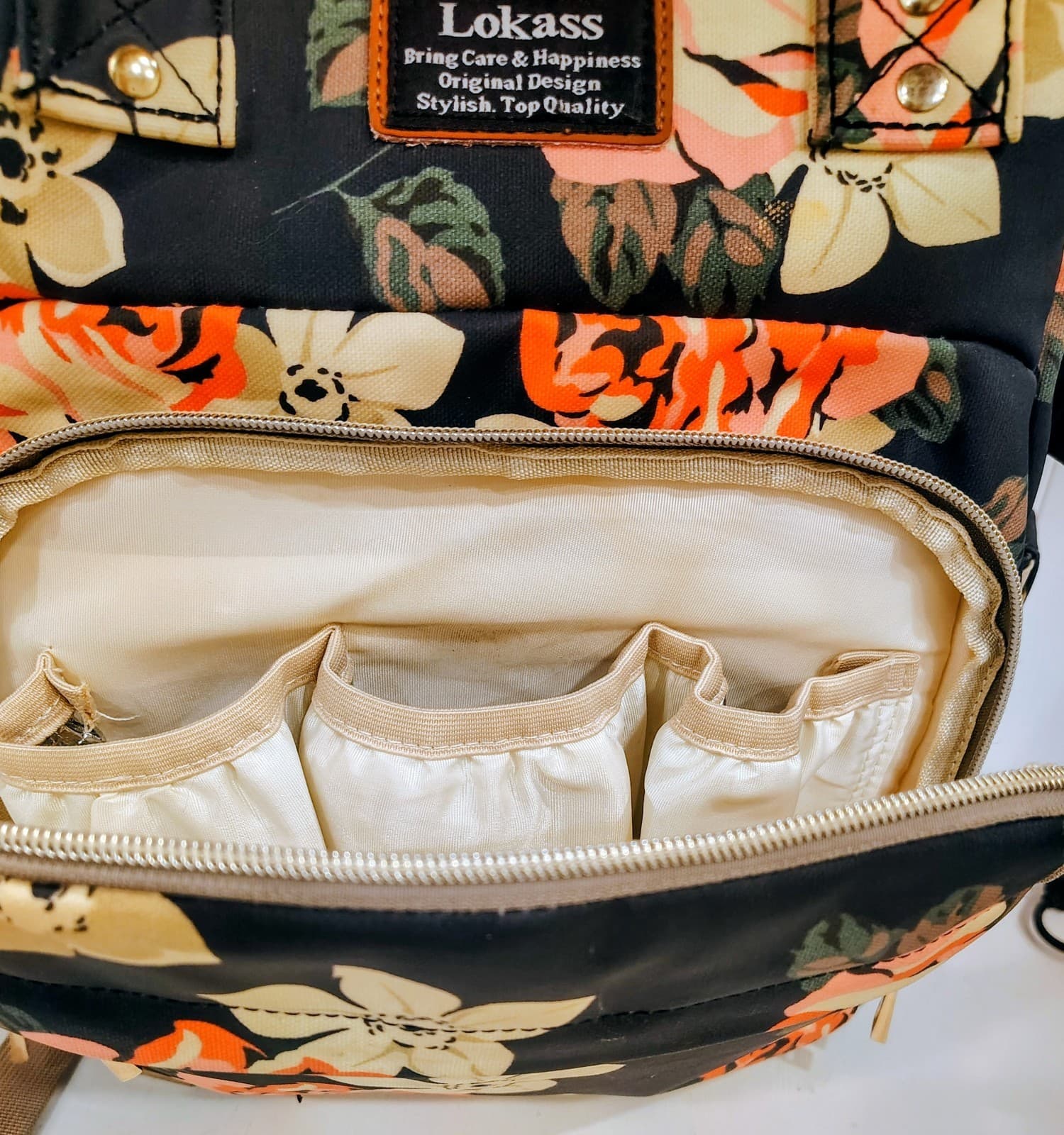 Lokass Floral Diaper Bag Waterproof Backpack Infant Insulated Pouch GUC - Thumbnail 10