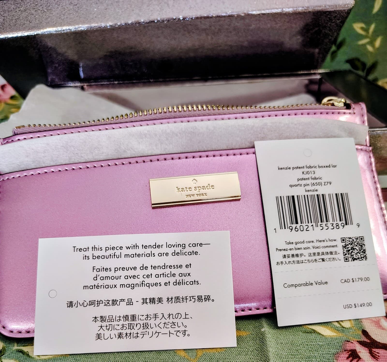 NEW Kate Spade New York Metallic Pink Zip Pouch Card Holder With Box $149 - Thumbnail 6