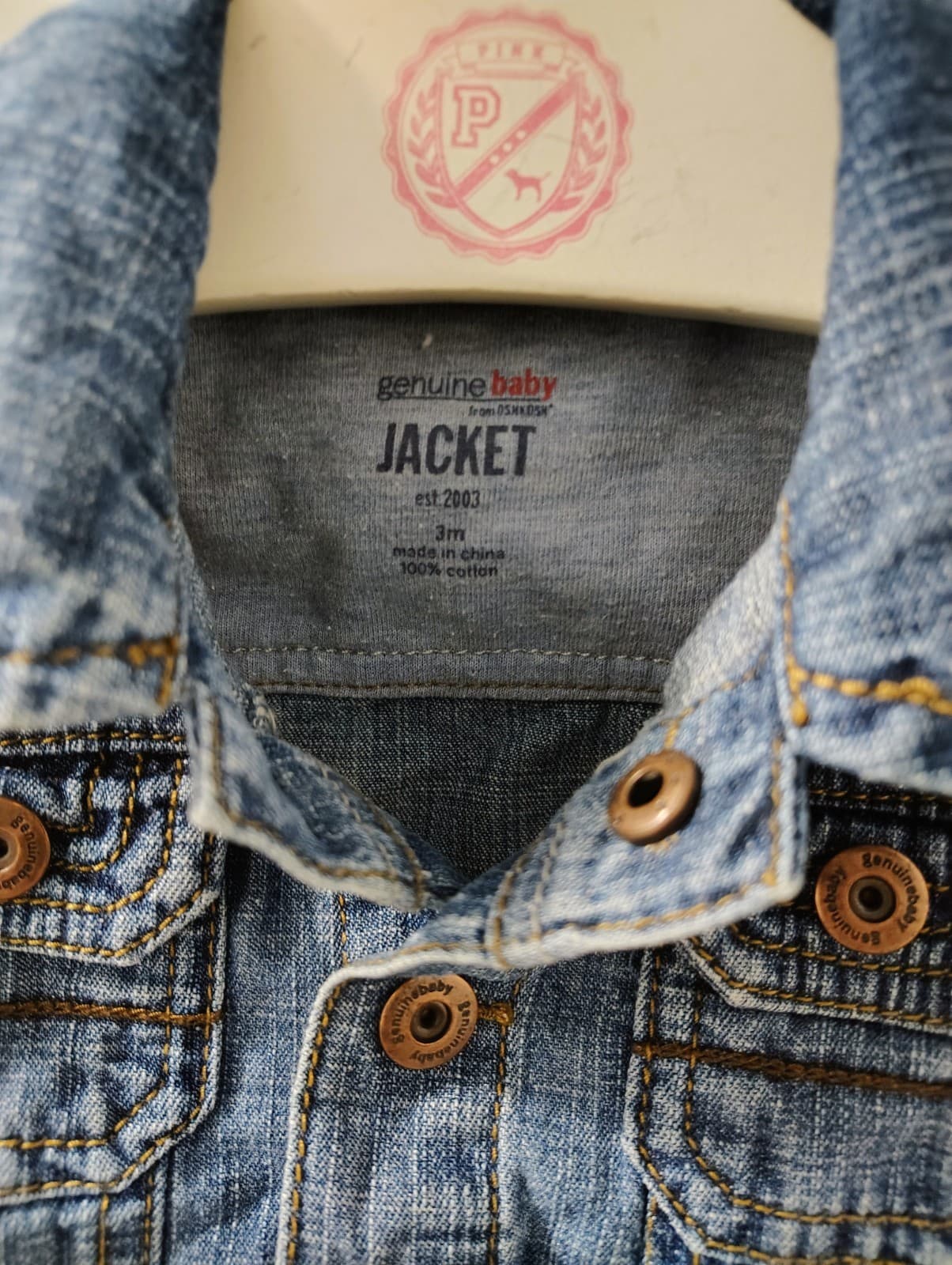 Genuine Baby Denim Jean Jacket, 3 Months - Thumbnail 4