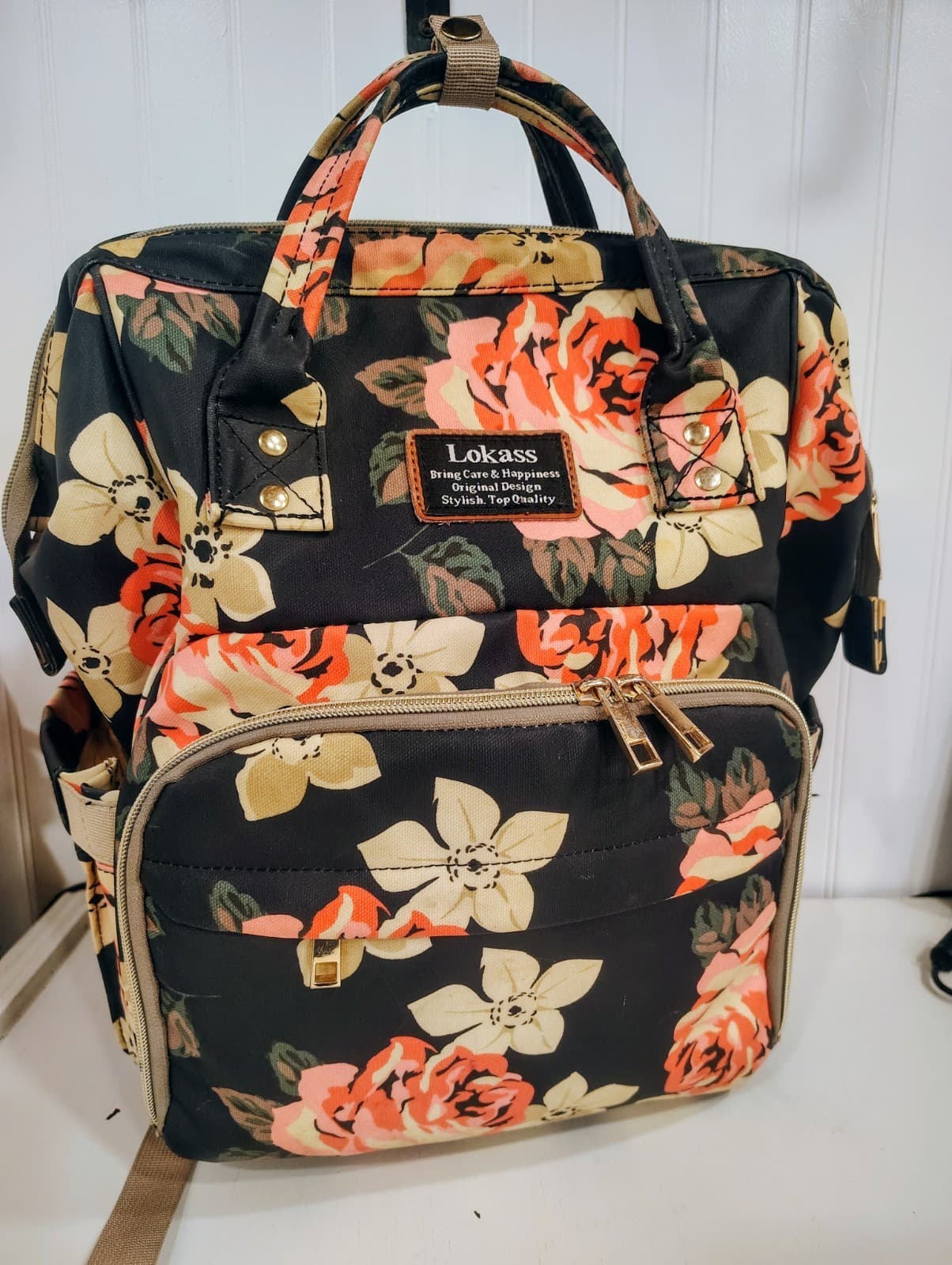 Lokass Floral Diaper Bag Waterproof Backpack Infant Insulated Pouch GUC