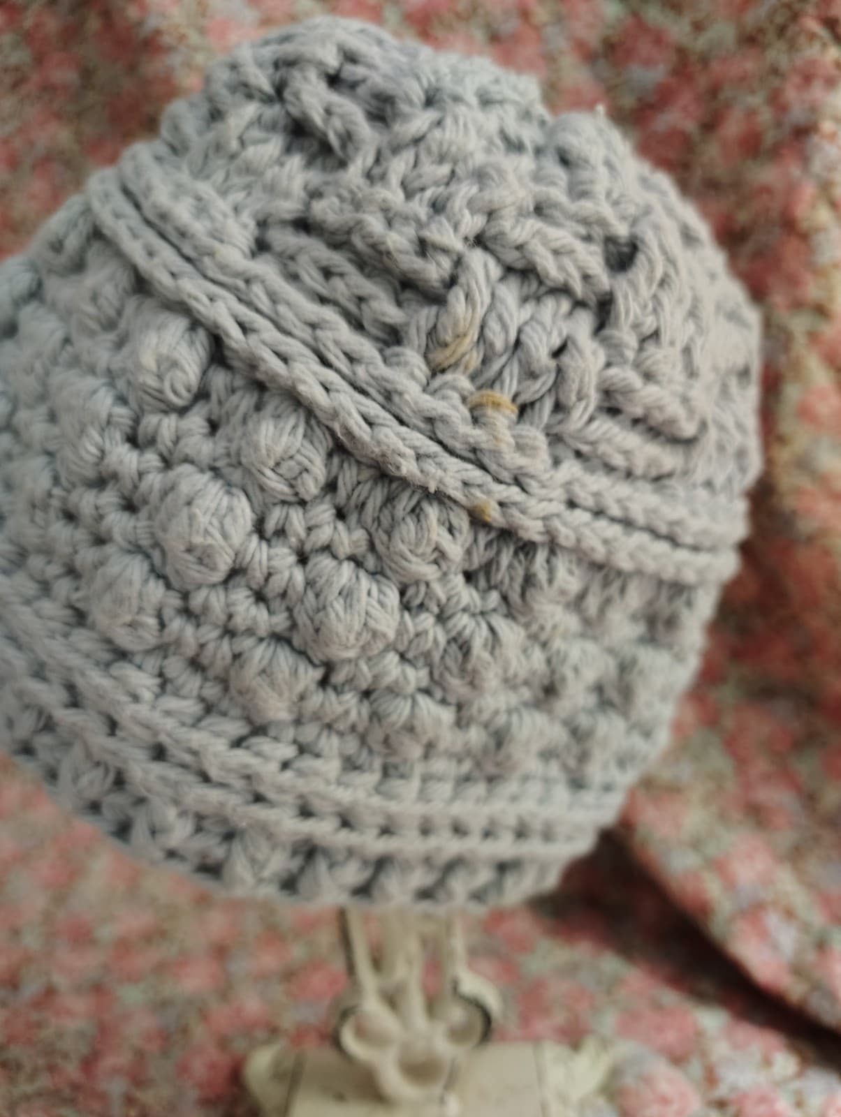 Knitted Infant Baby Gray Beanie Hat, Homemade Amish - Thumbnail 5