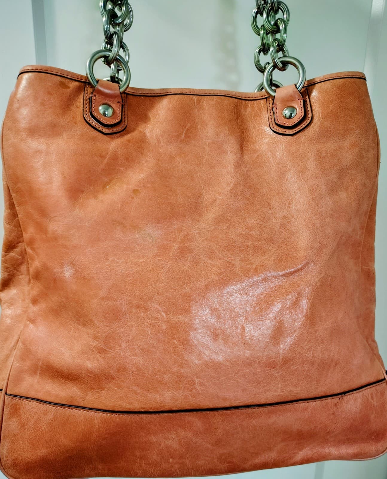 COACH Poppy Camellia Crinkled Leather Tote Satchel Antique Rose MSRP $398 - Thumbnail 6