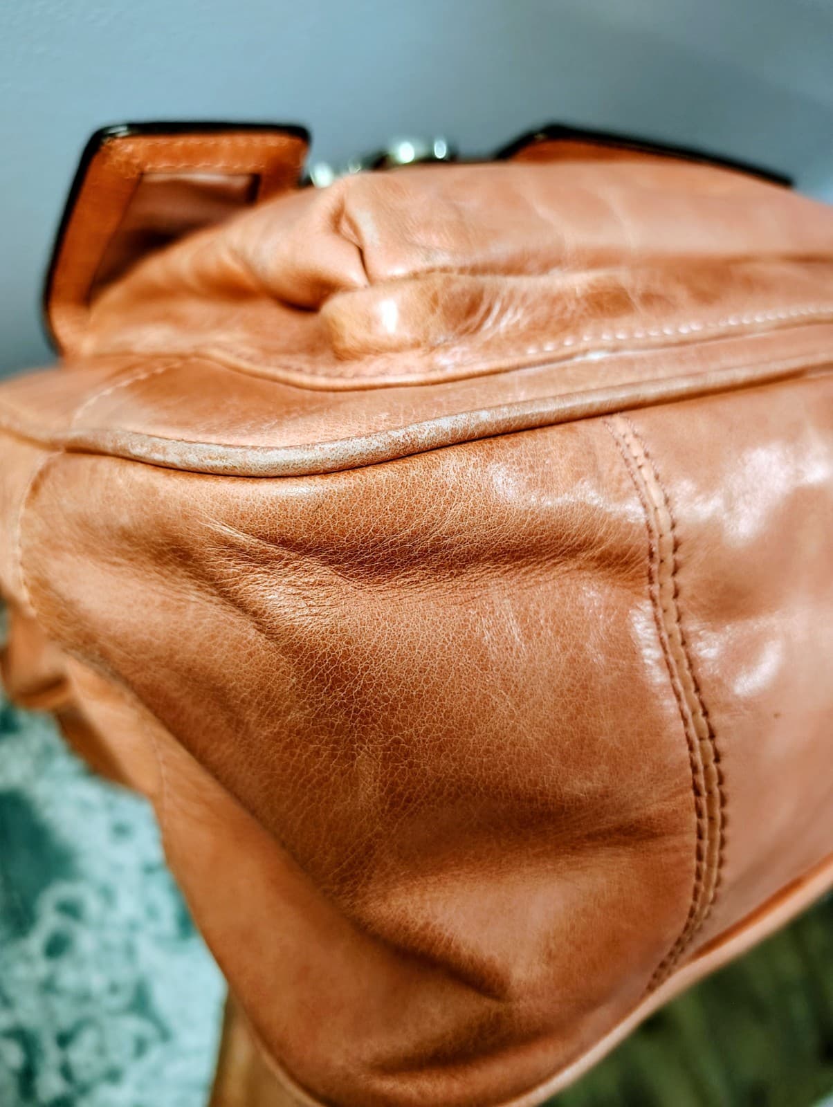 COACH Poppy Camellia Crinkled Leather Tote Satchel Antique Rose MSRP $398 - Thumbnail 21