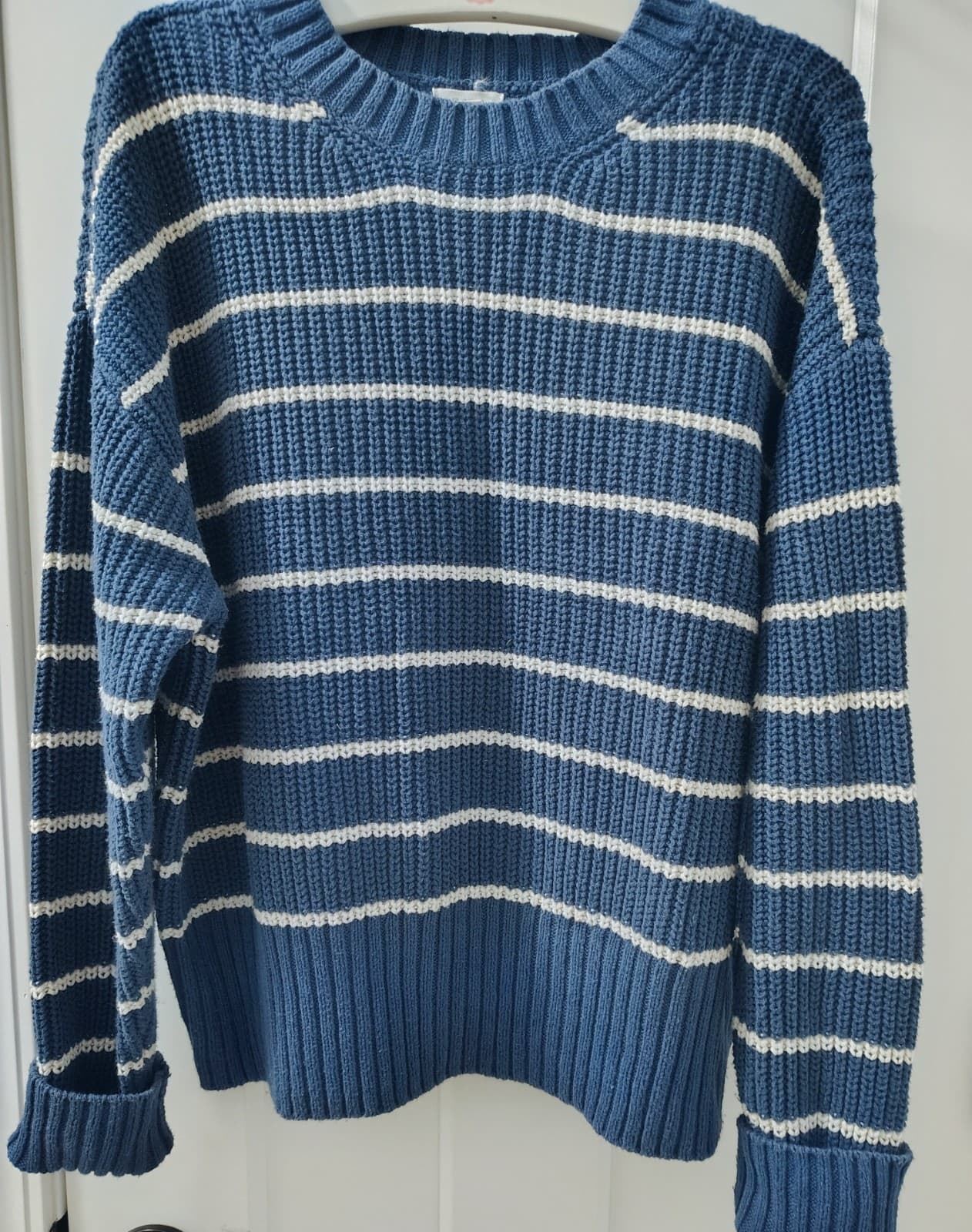 ANA Blue White Striped Sweater, Women's Medium - Thumbnail 2