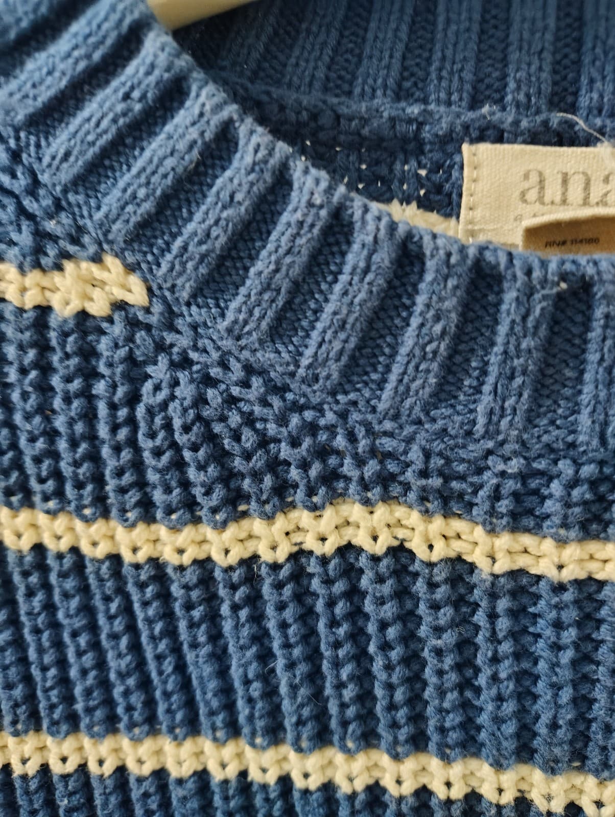 ANA Blue White Striped Sweater, Women's Medium - Thumbnail 6