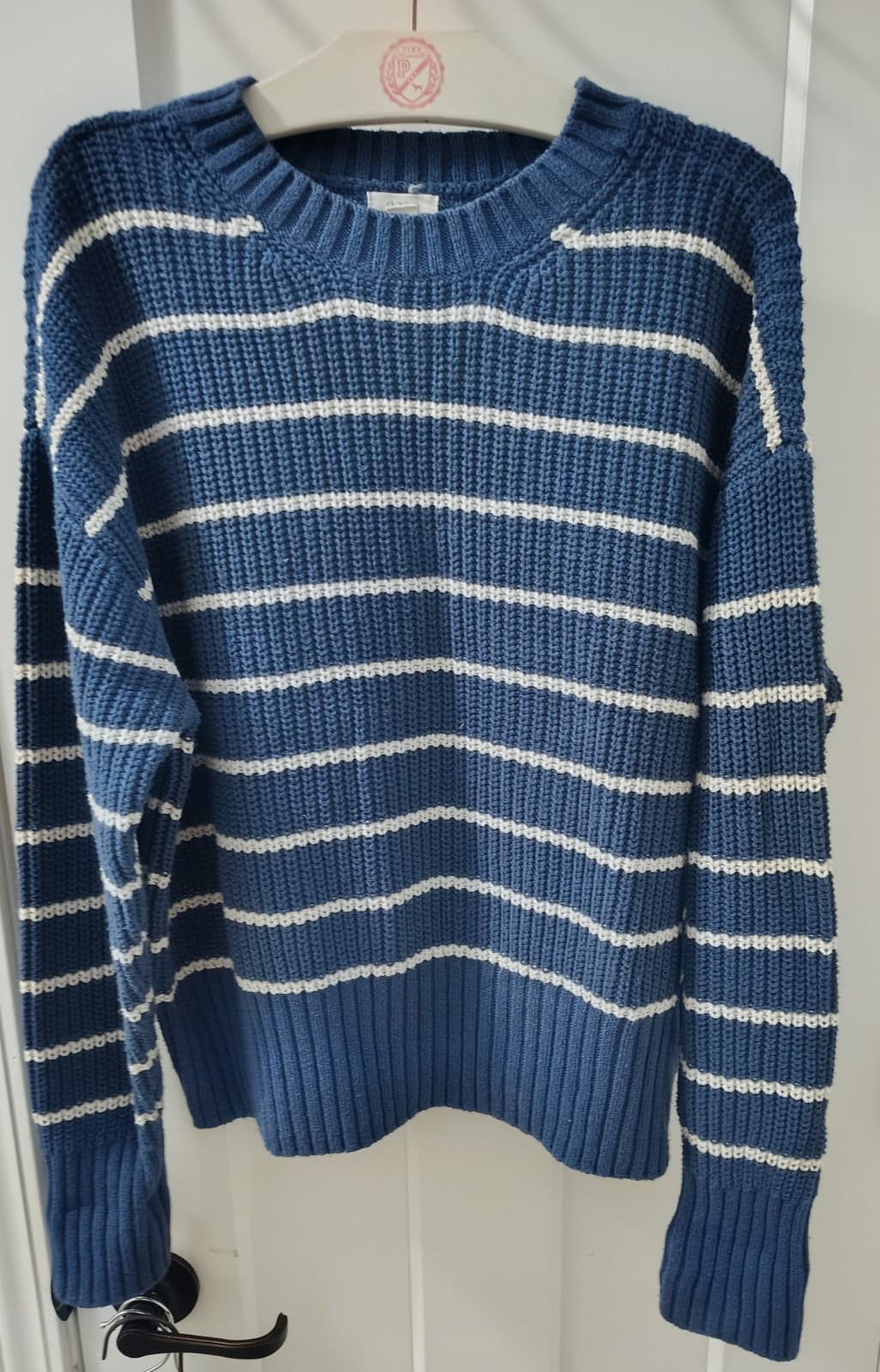 ANA Blue White Striped Sweater, Women's Medium