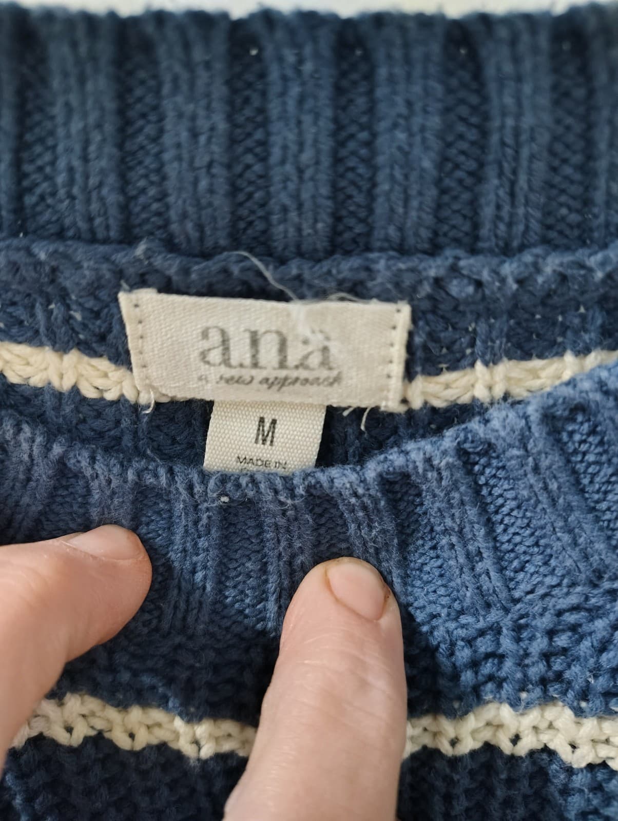 ANA Blue White Striped Sweater, Women's Medium - Thumbnail 3