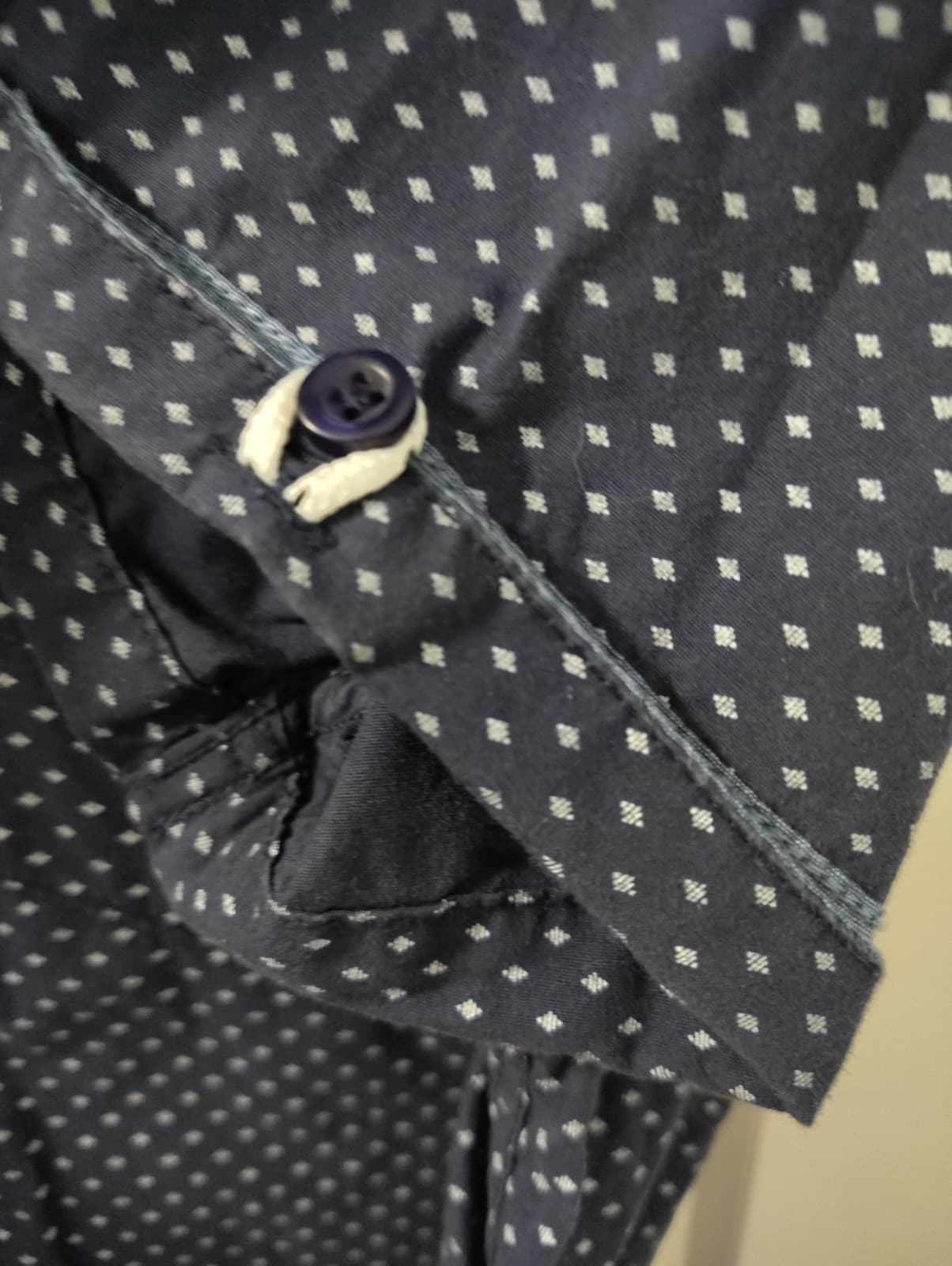 Aeropostale Mens Button Up Dress Shirt, Mens Small, Blue And White Polka Dot - Thumbnail 3