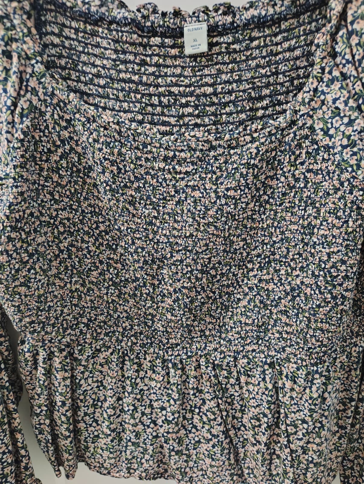 Old Navy Floral-Print Smocked Off-the-Shoulder Top Navy Floral, XL - Thumbnail 3