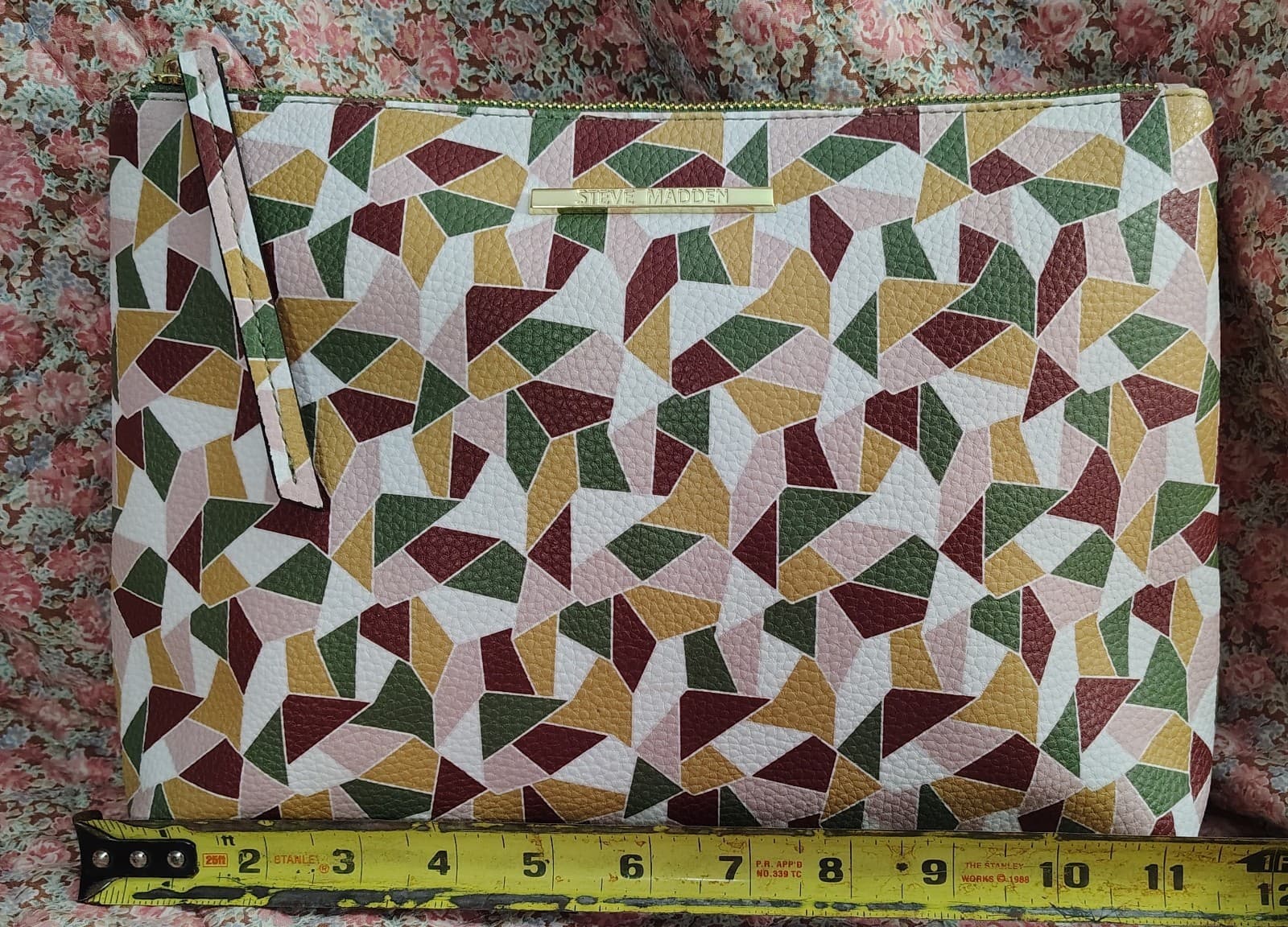 Steve Madden Geometric Pattern Faux Leather Makeup Bag - Thumbnail 10