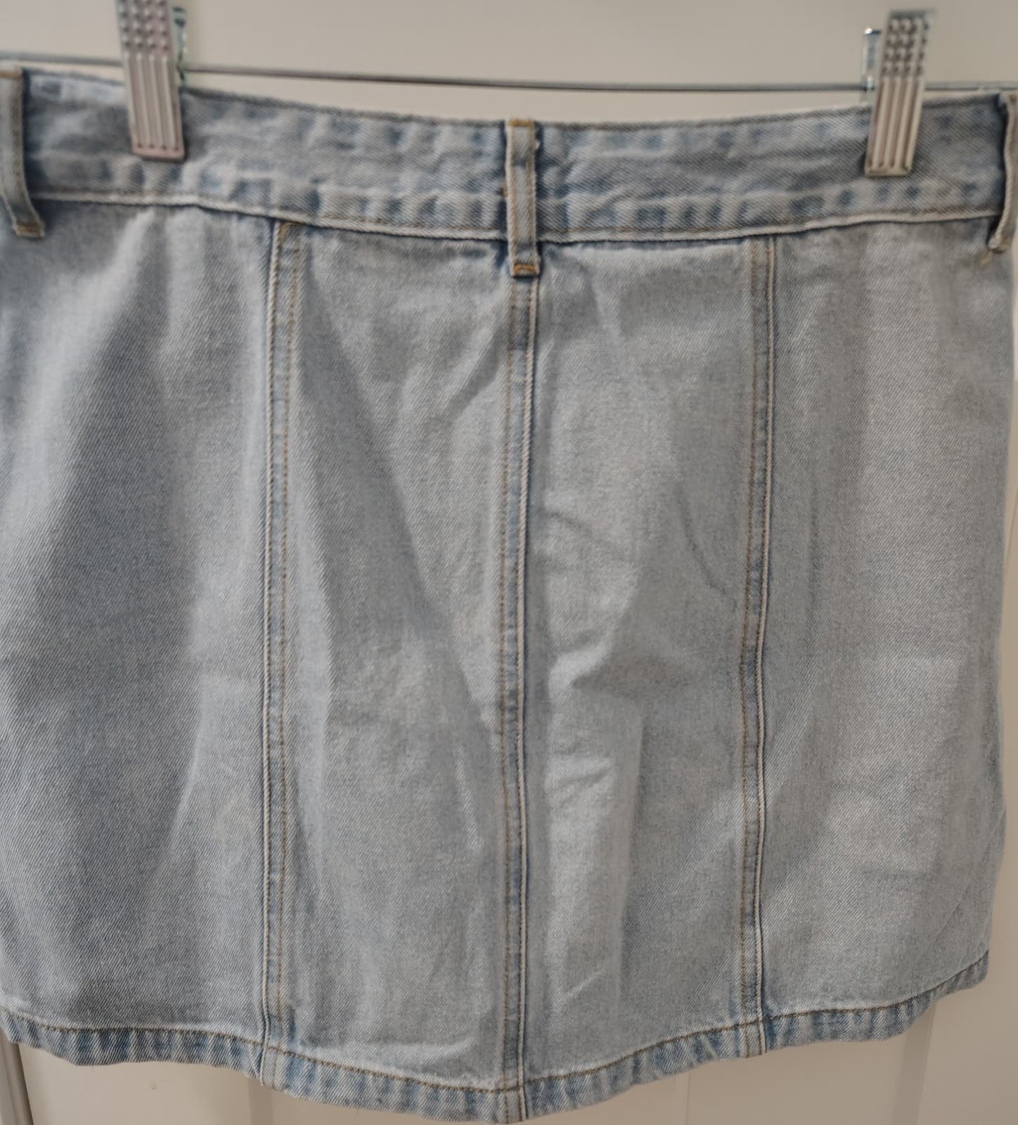Forever 21 Mini Skirt Womens Size Medium Blue Denim Cotton Light Wash Button Up - Thumbnail 3