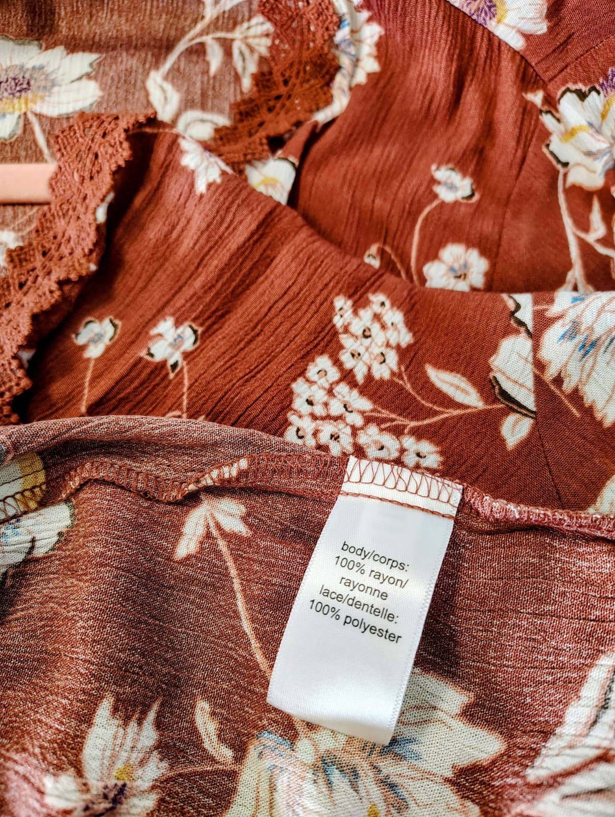 Maurices Open Cardigan Rust Orange Floral Crochet EUC - Thumbnail 7