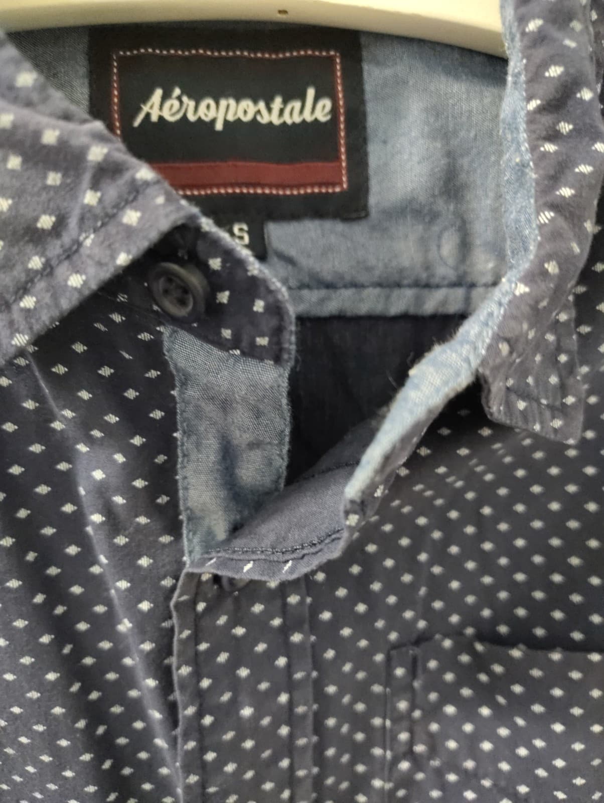 Aeropostale Mens Button Up Dress Shirt, Mens Small, Blue And White Polka Dot - Thumbnail 5