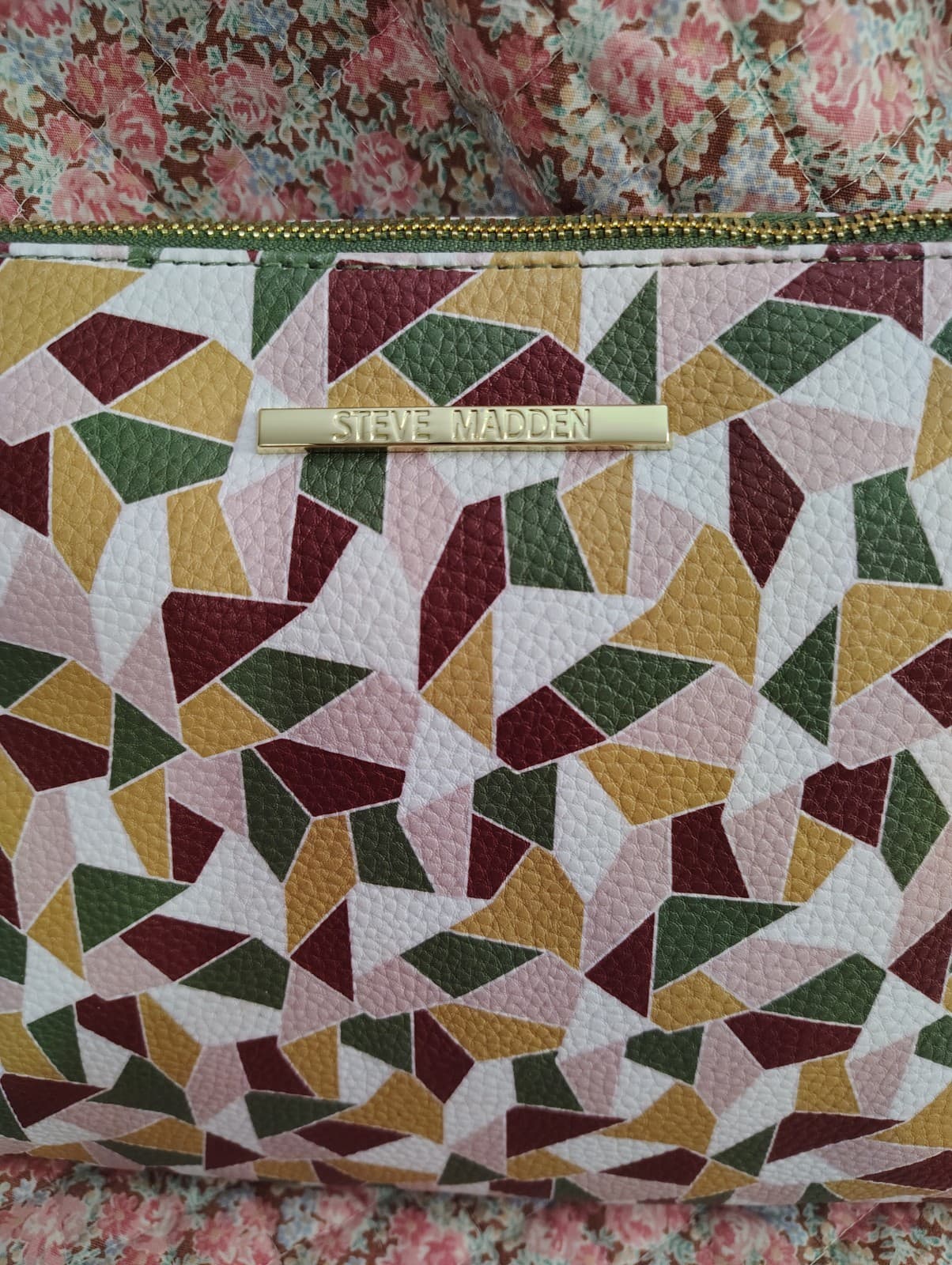 Steve Madden Geometric Pattern Faux Leather Makeup Bag - Thumbnail 15