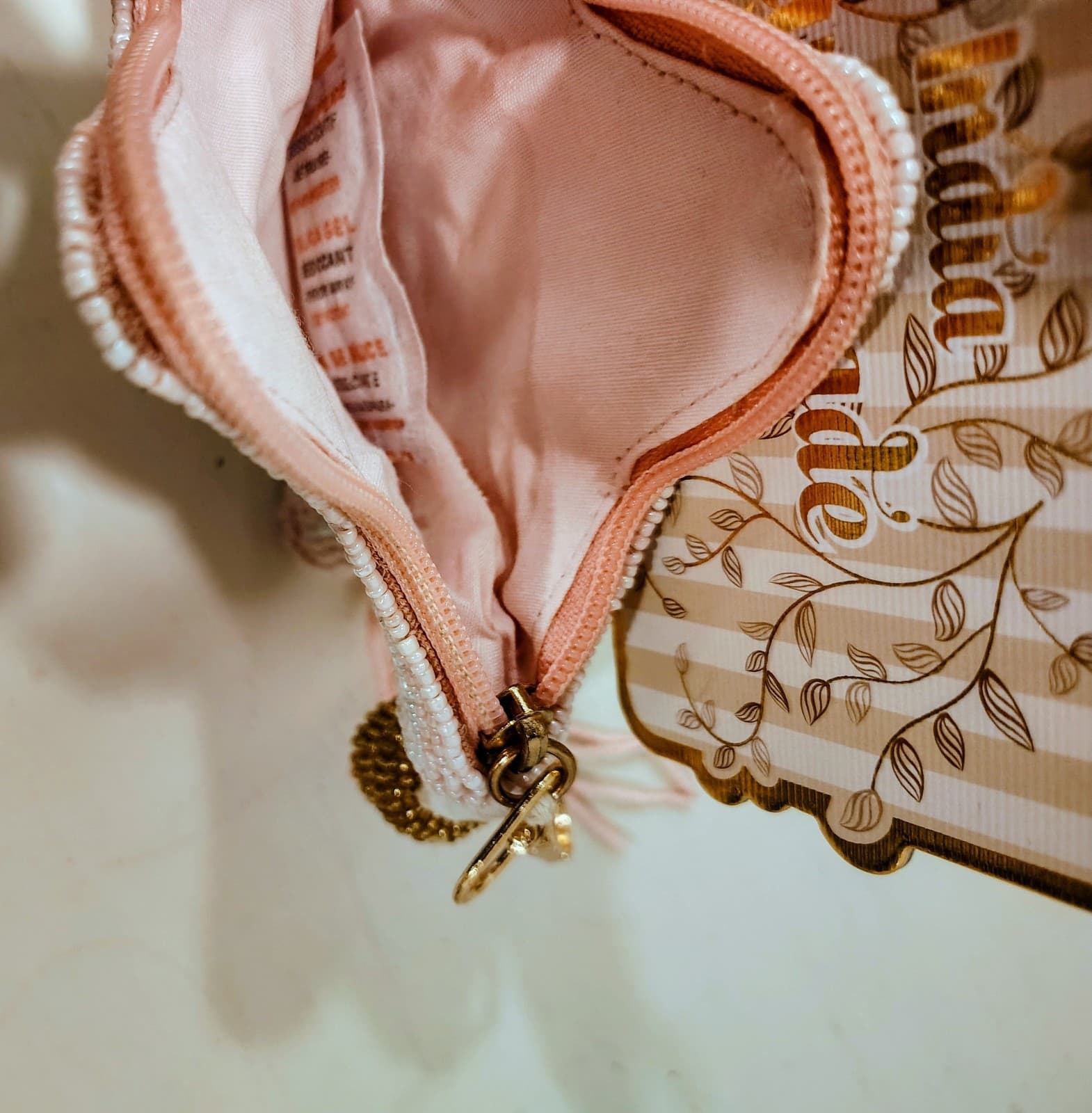 NWT India Handmade Beaded Rose Pink Starfish Change Purse Clutch - Thumbnail 7