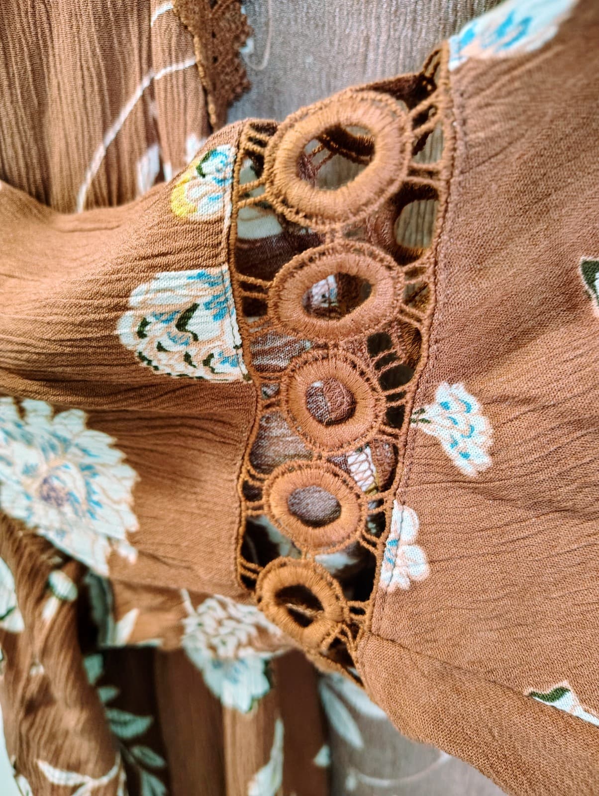Maurices Open Cardigan Rust Orange Floral Crochet EUC - Thumbnail 6