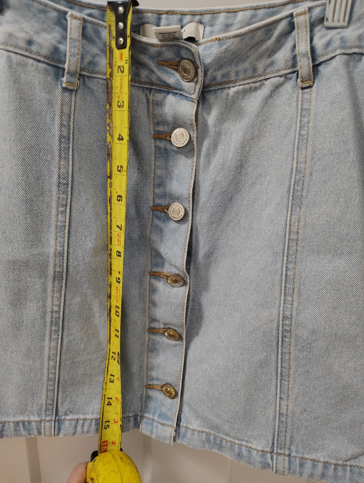 Forever 21 Mini Skirt Womens Size Medium Blue Denim Cotton Light Wash Button Up - Thumbnail 4