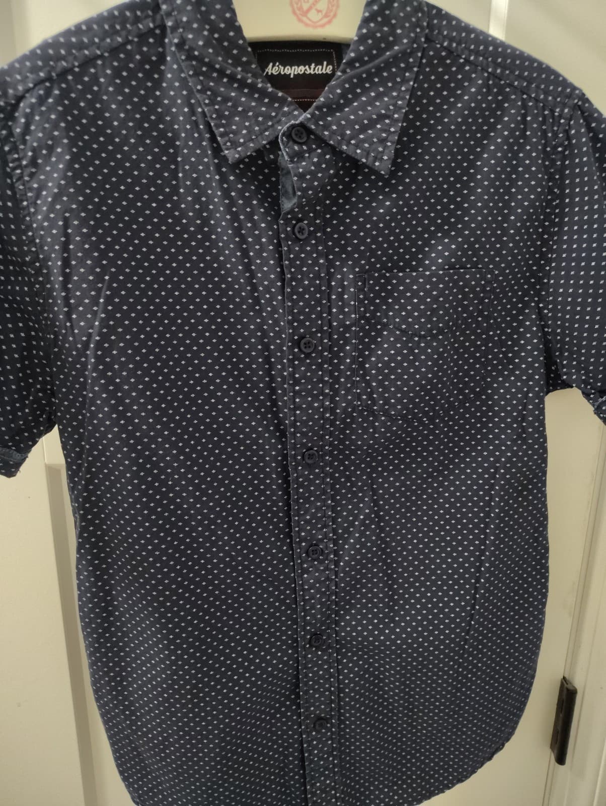 Aeropostale Mens Button Up Dress Shirt, Mens Small, Blue And White Polka Dot - Thumbnail 7
