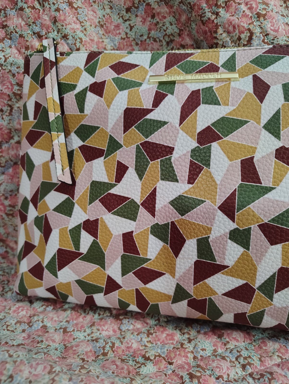 Steve Madden Geometric Pattern Faux Leather Makeup Bag - Thumbnail 12