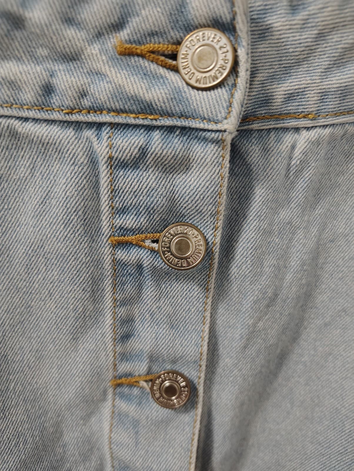 Forever 21 Mini Skirt Womens Size Medium Blue Denim Cotton Light Wash Button Up - Thumbnail 6