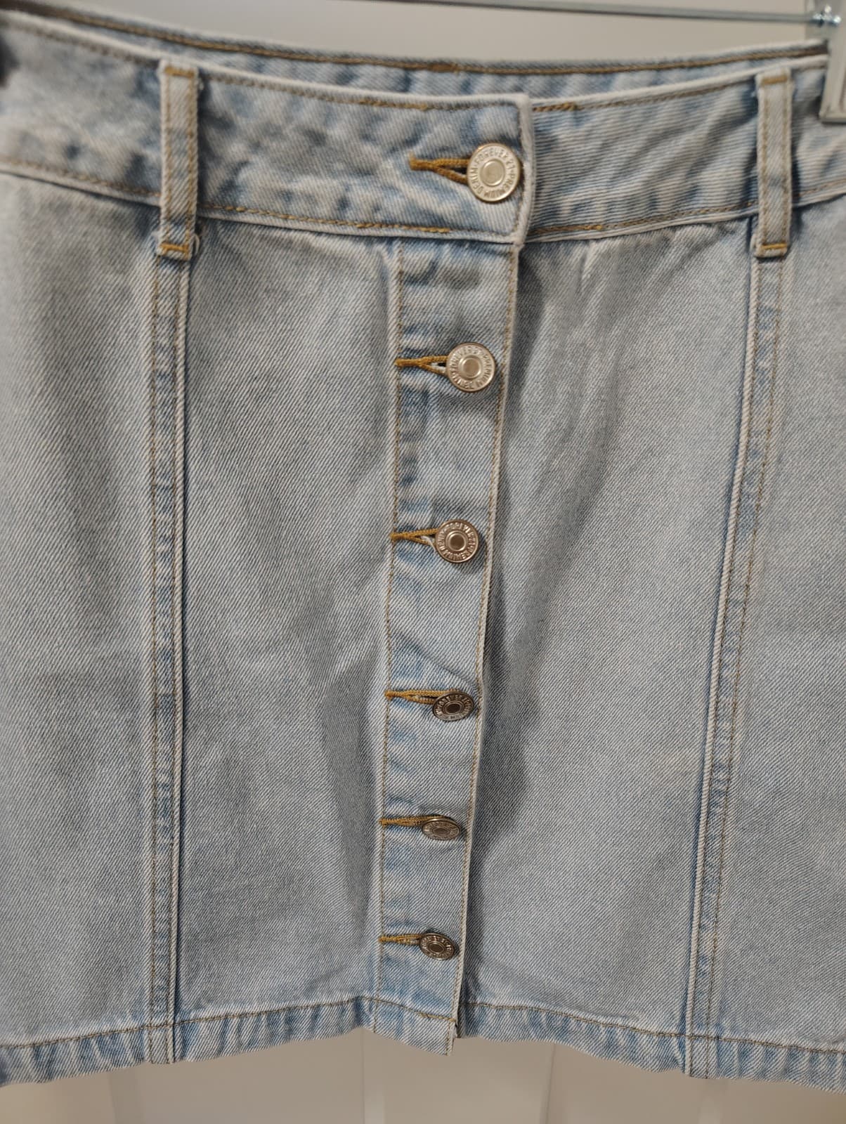 Forever 21 Mini Skirt Womens Size Medium Blue Denim Cotton Light Wash Button Up - Thumbnail 5