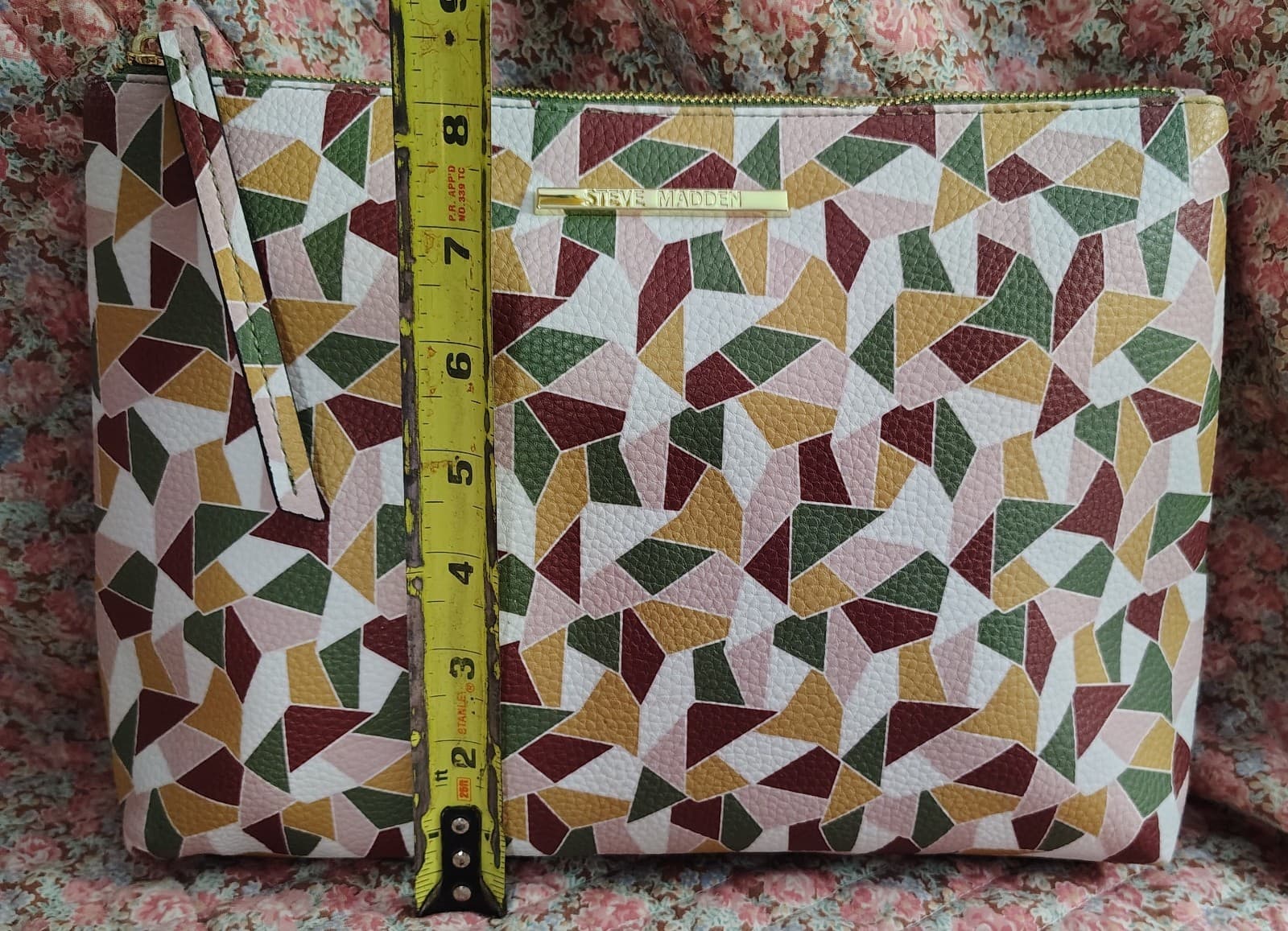 Steve Madden Geometric Pattern Faux Leather Makeup Bag - Thumbnail 7