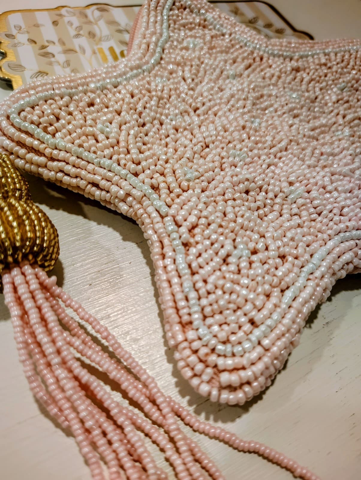 NWT India Handmade Beaded Rose Pink Starfish Change Purse Clutch - Thumbnail 4