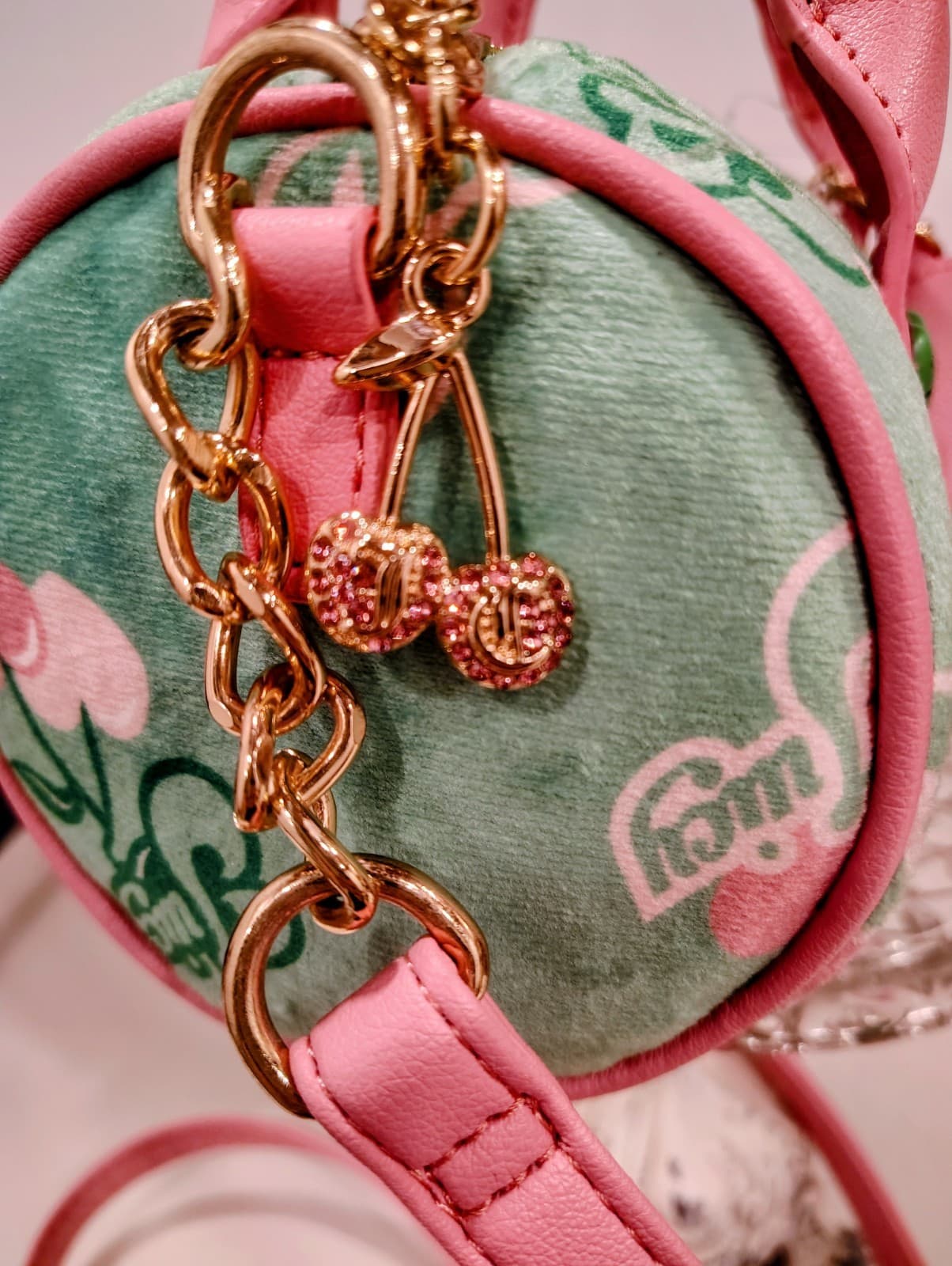 Juicy Couture Retro Cherry Mini Barrel Handbag Crossbody Green Pink NWOT $99 - Thumbnail 13