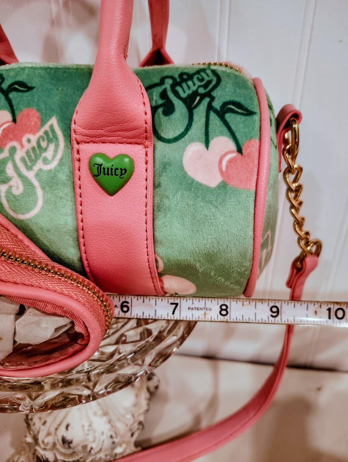 Juicy Couture Retro Cherry Mini Barrel Handbag Crossbody Green Pink NWOT $99 - Thumbnail 22