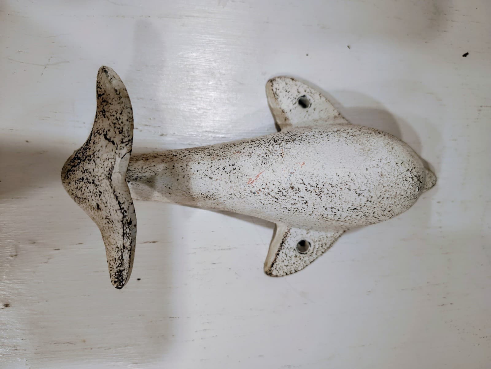 NWOT Cast Iron White Dolphin Towel Clothes Hook - Thumbnail 8
