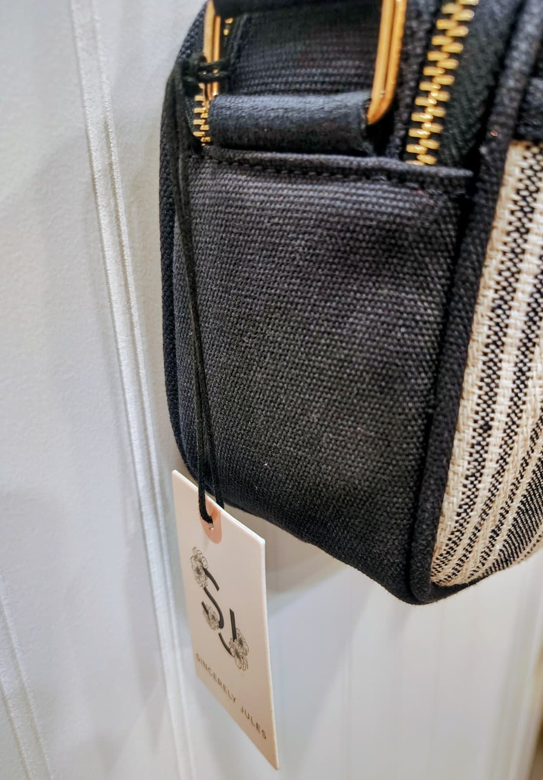 Sincerely Jules Striped Canvas Crossbody NWT, Double Pocket, Tassel - Thumbnail 2