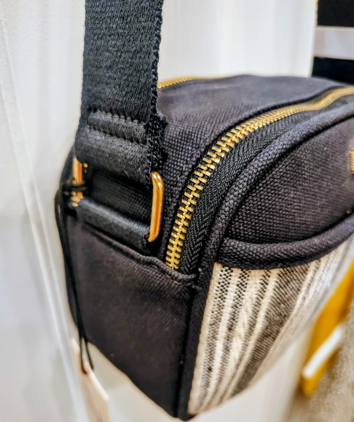 Sincerely Jules Striped Canvas Crossbody NWT, Double Pocket, Tassel - Thumbnail 3