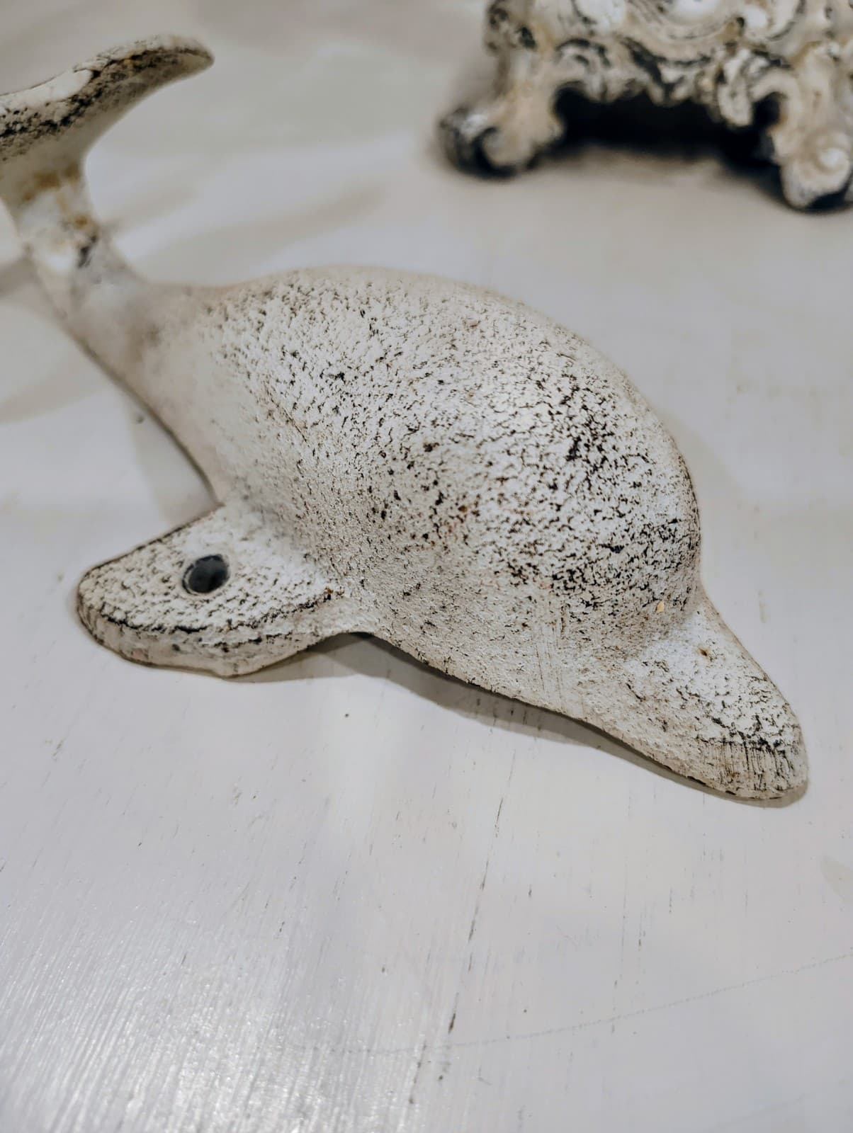 NWOT Cast Iron White Dolphin Towel Clothes Hook - Thumbnail 9