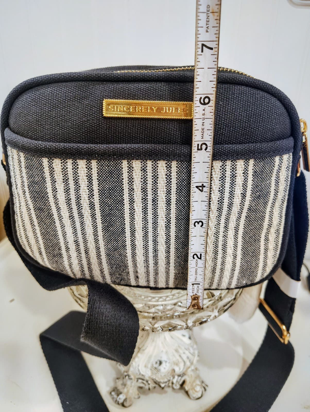 Sincerely Jules Striped Canvas Crossbody NWT, Double Pocket, Tassel - Thumbnail 16