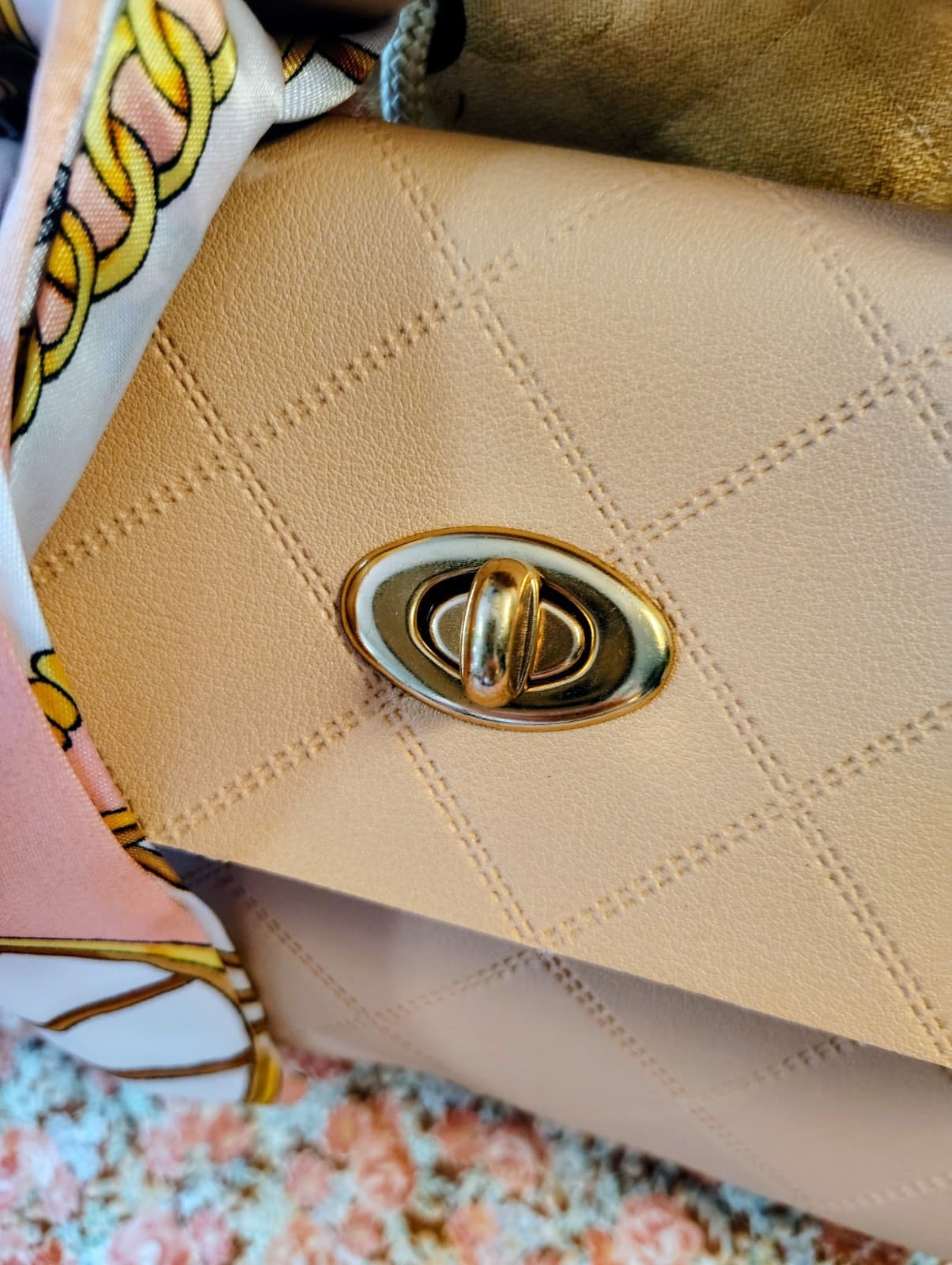 Pale Pink NWOT Faux Leather Bag Crossbody Strap Scarf - Thumbnail 13
