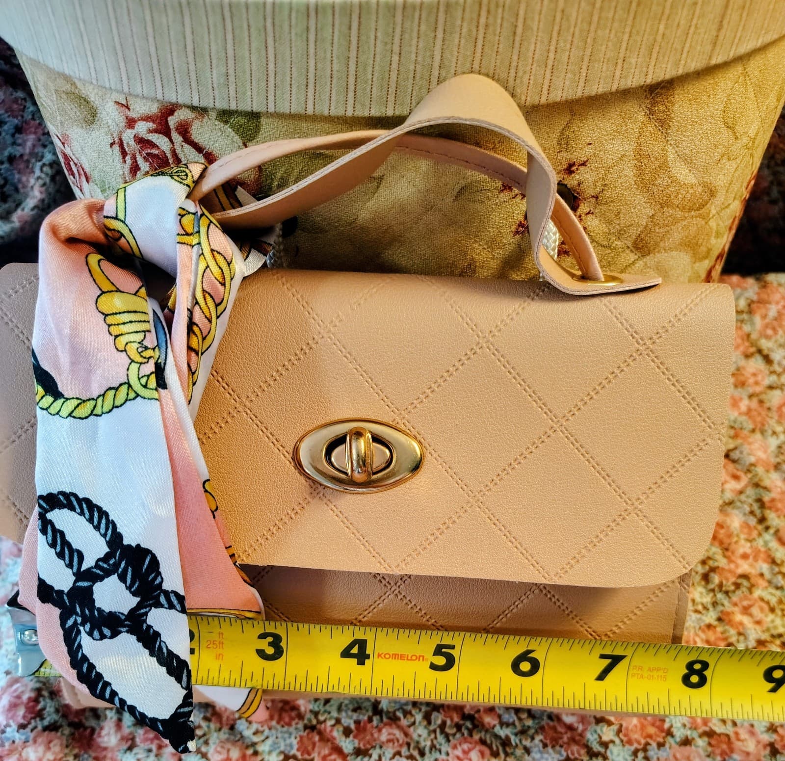 Pale Pink NWOT Faux Leather Bag Crossbody Strap Scarf - Thumbnail 10