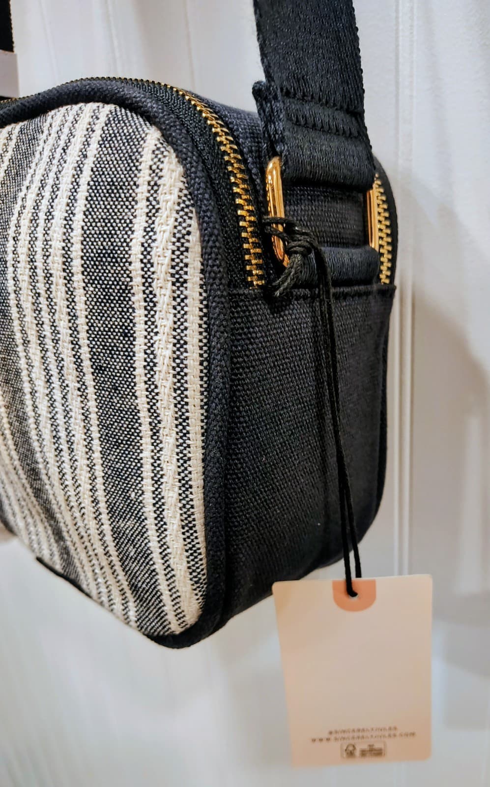 Sincerely Jules Striped Canvas Crossbody NWT, Double Pocket, Tassel - Thumbnail 8