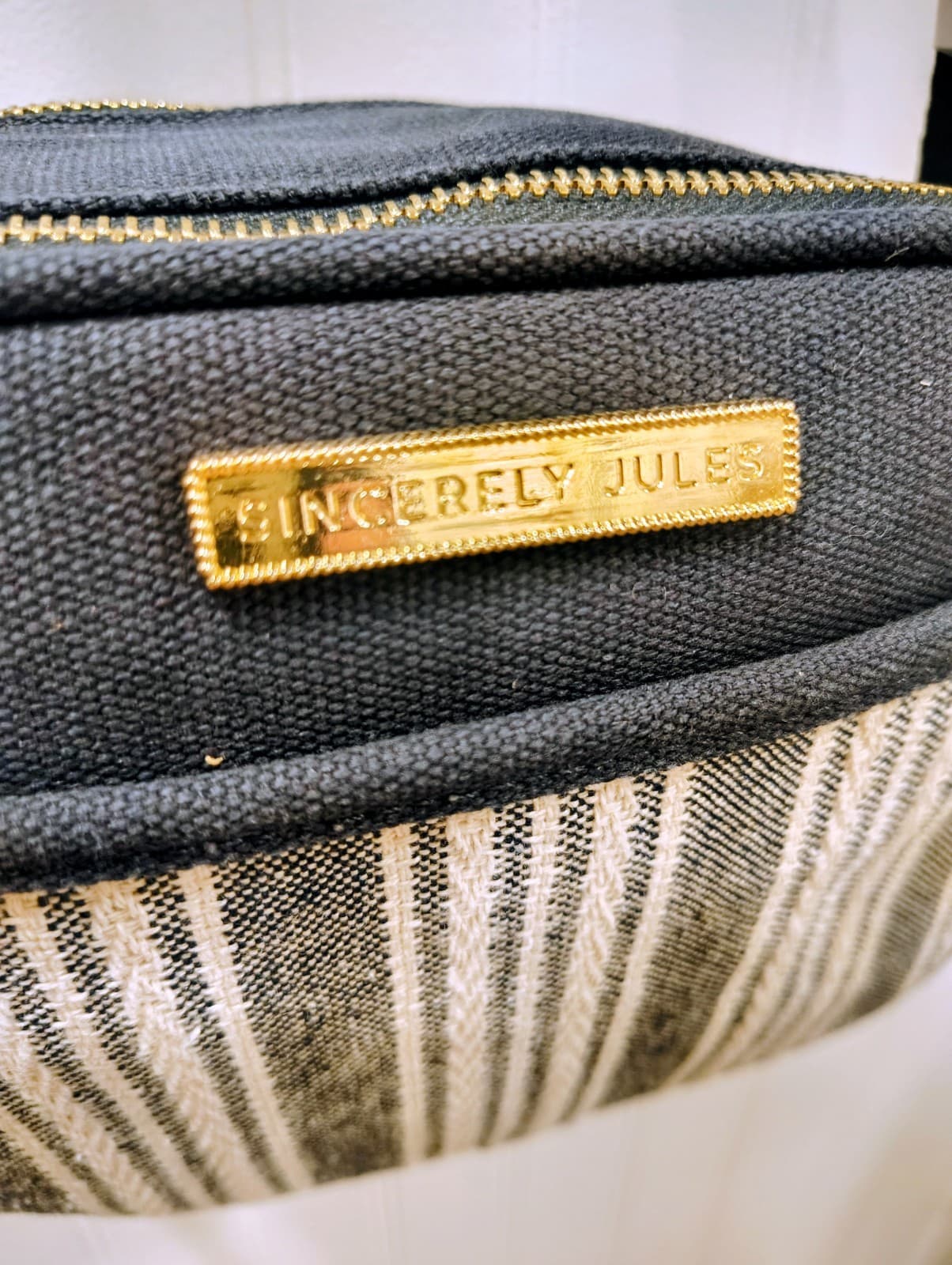 Sincerely Jules Striped Canvas Crossbody NWT, Double Pocket, Tassel - Thumbnail 4