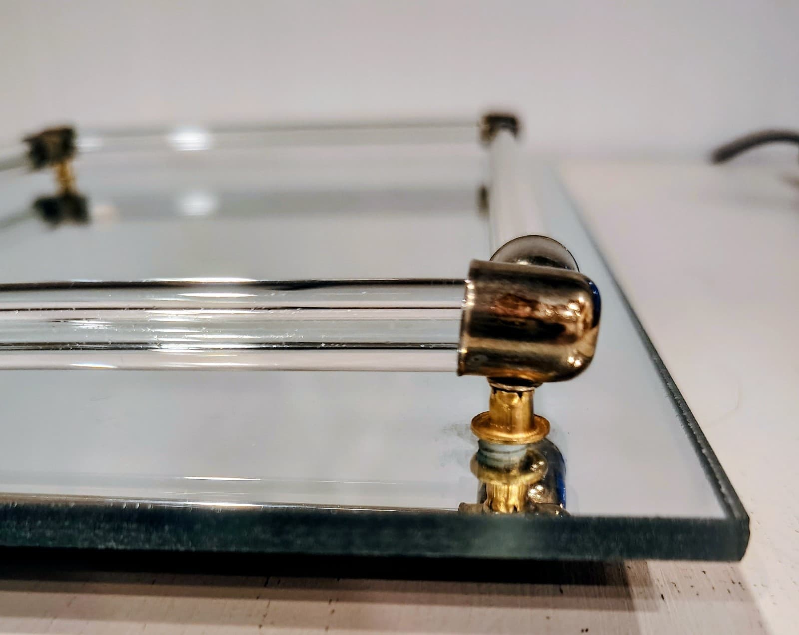 Vintage 1980s Glass Mirror Vanity Tray EUC - Thumbnail 4
