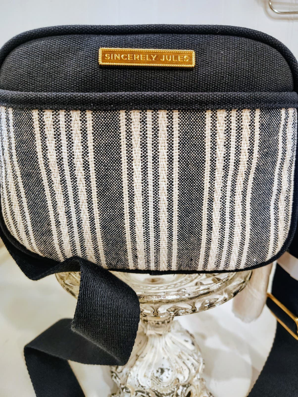 Sincerely Jules Striped Canvas Crossbody NWT, Double Pocket, Tassel - Thumbnail 15