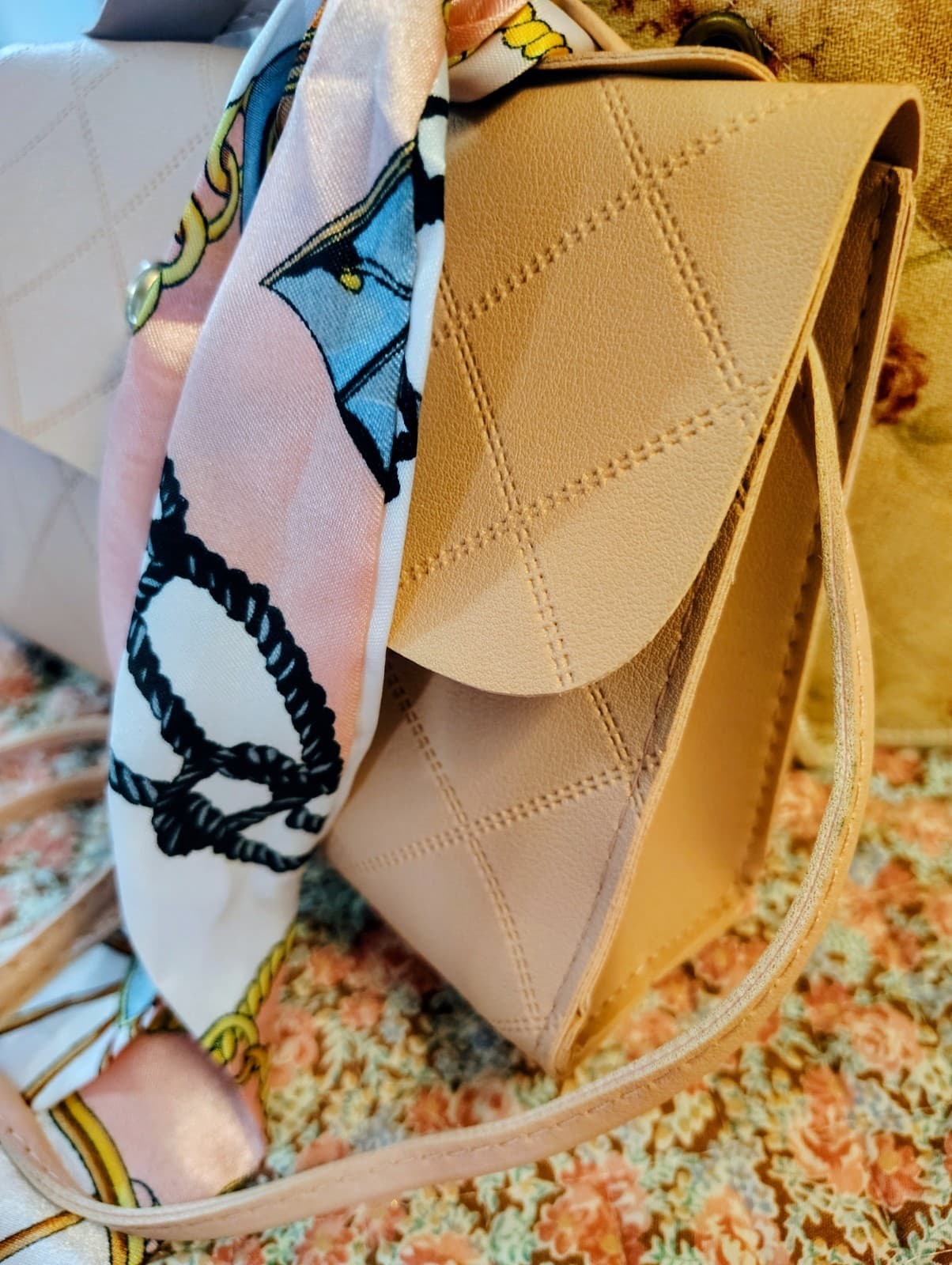 Pale Pink NWOT Faux Leather Bag Crossbody Strap Scarf - Thumbnail 5