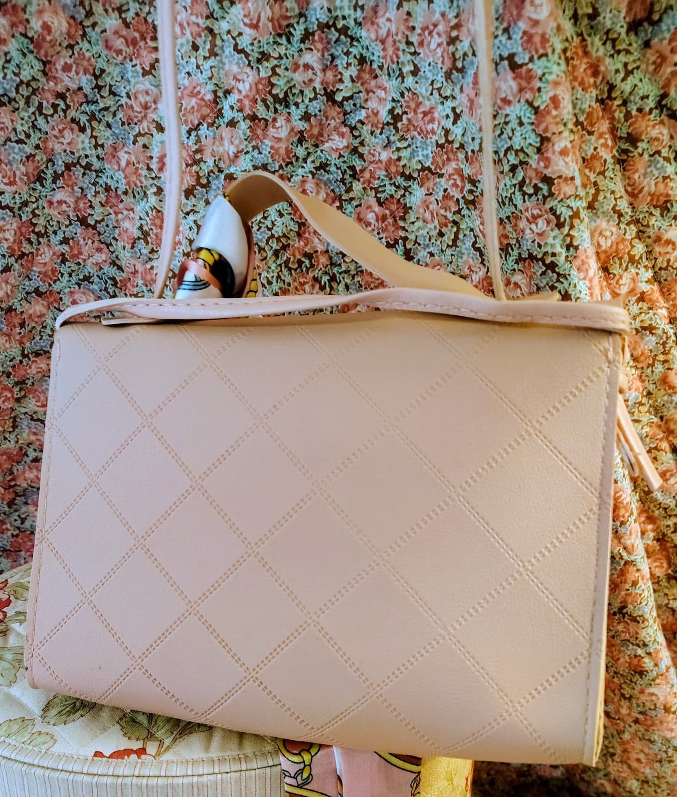 Pale Pink NWOT Faux Leather Bag Crossbody Strap Scarf - Thumbnail 7