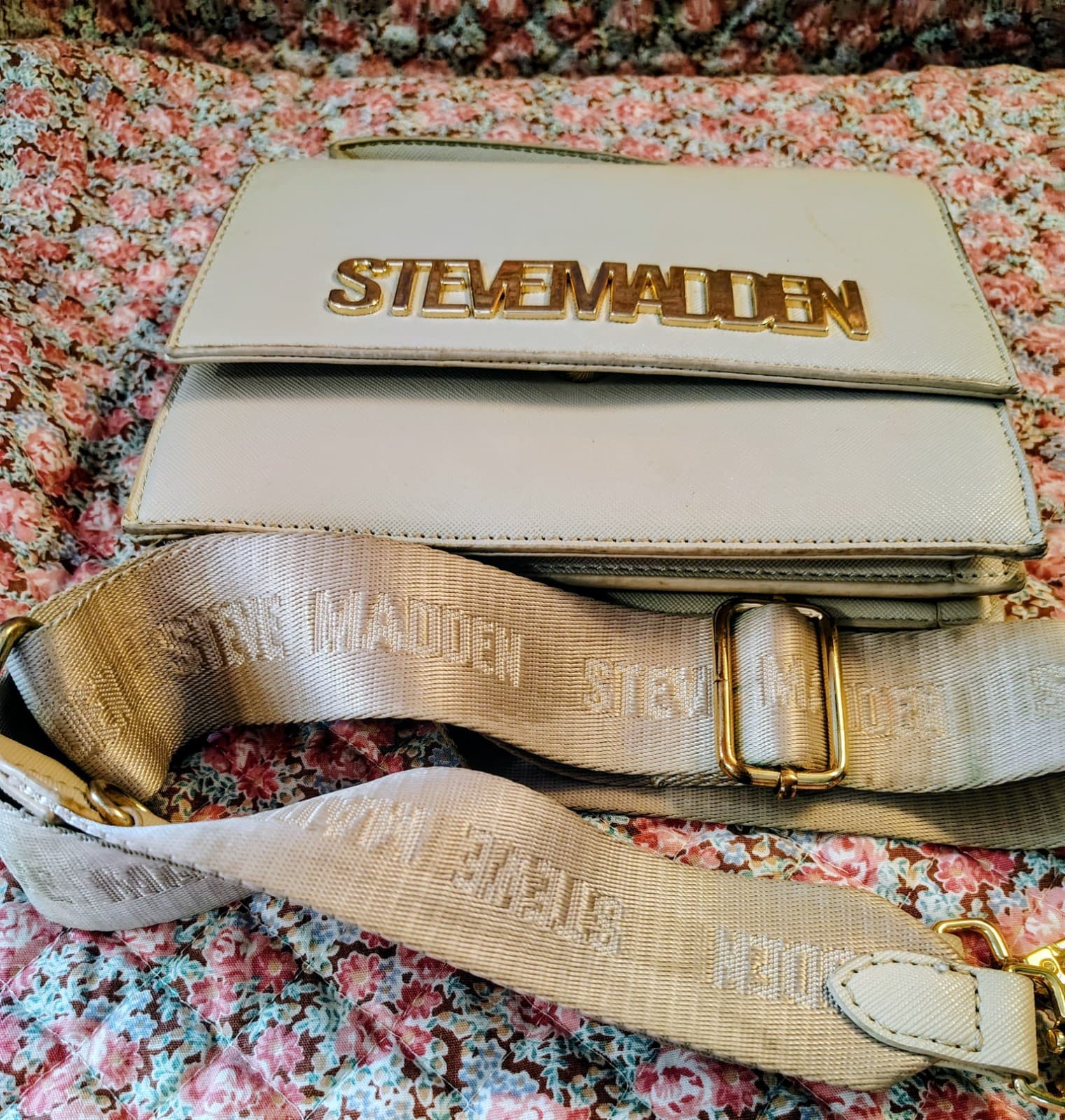 Steve Madden Crossbody Bag, Beige, Gulf Lettering, - Thumbnail 7